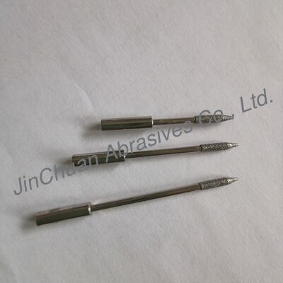 D151# Pinos de rectificación de diamantes electroplacados con retención de grano firme de 2,2 mm de diámetro de cabeza y 8 mm de longitud abrasiva