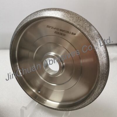 Muela CBN Electrodepositada Personalizada con OD de 203 mm y Perfil WM 7/39.5 para Afilar Sierras de Cinta para Madera