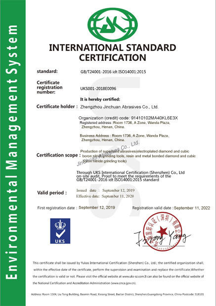 China ZHENGZHOU JINCHUAN ABRASIVES CO., LTD. certificaciones