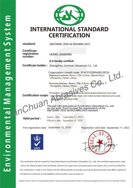 China ZHENGZHOU JINCHUAN ABRASIVES CO., LTD. certificaciones
